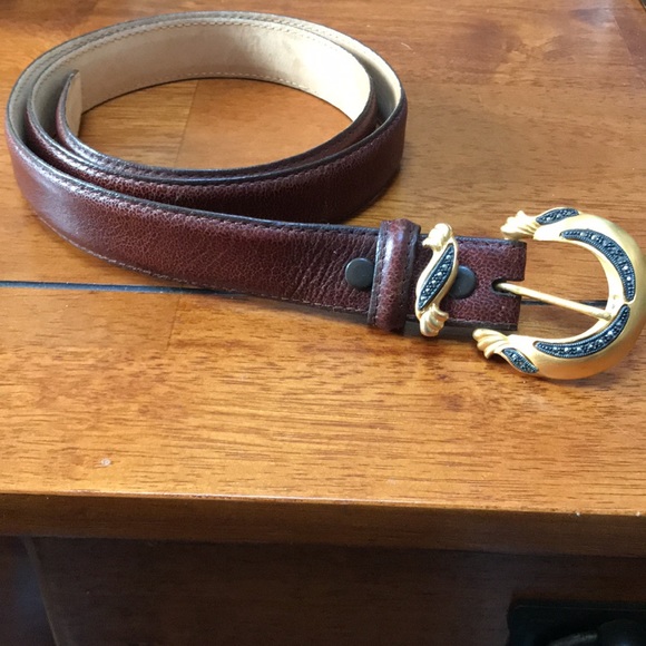 Judith Jack Leather Belt with Marcasite Stones VTG main image 5